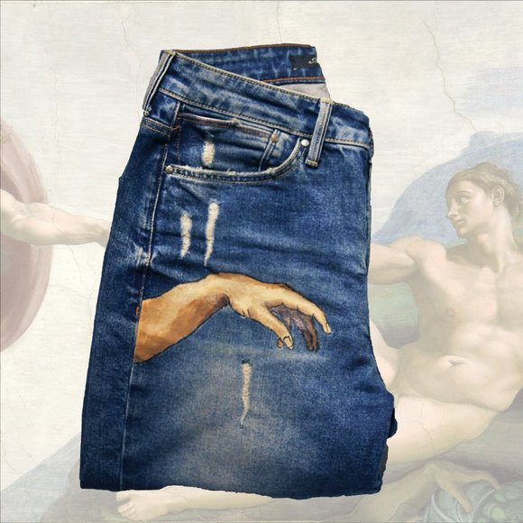 Handpainted Denim Jeans - Picture 2 of 3